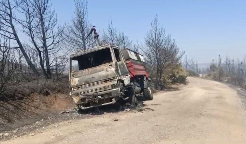 Çanakkale Eceabat'ta yangına müdahale eden arazöz yandı